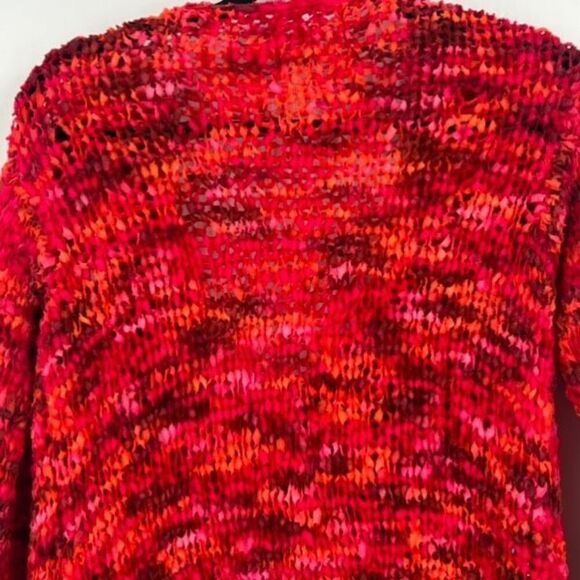 Hand Knit Handmade Loose Knit Colorful Front Tie Cardigan Boho Hippie Y2K Medium - Picture 9 of 12